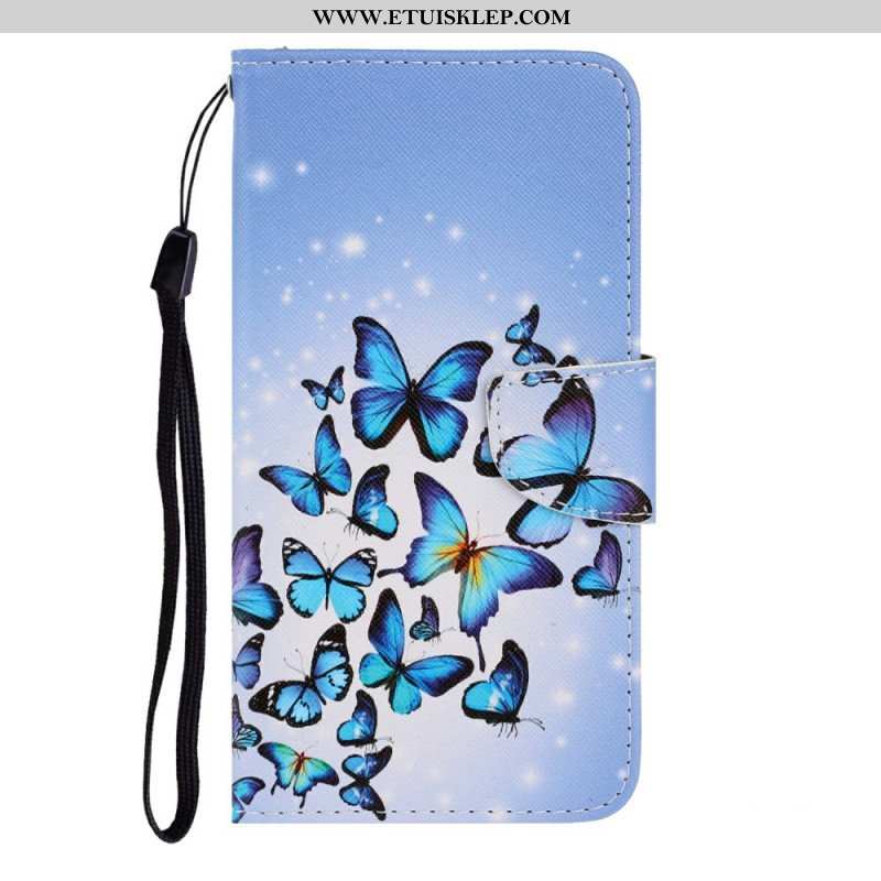 Etui Folio do Xiaomi Redmi Note 11 Pro Plus 5G z Łańcuch Motyle Wariacje Paska